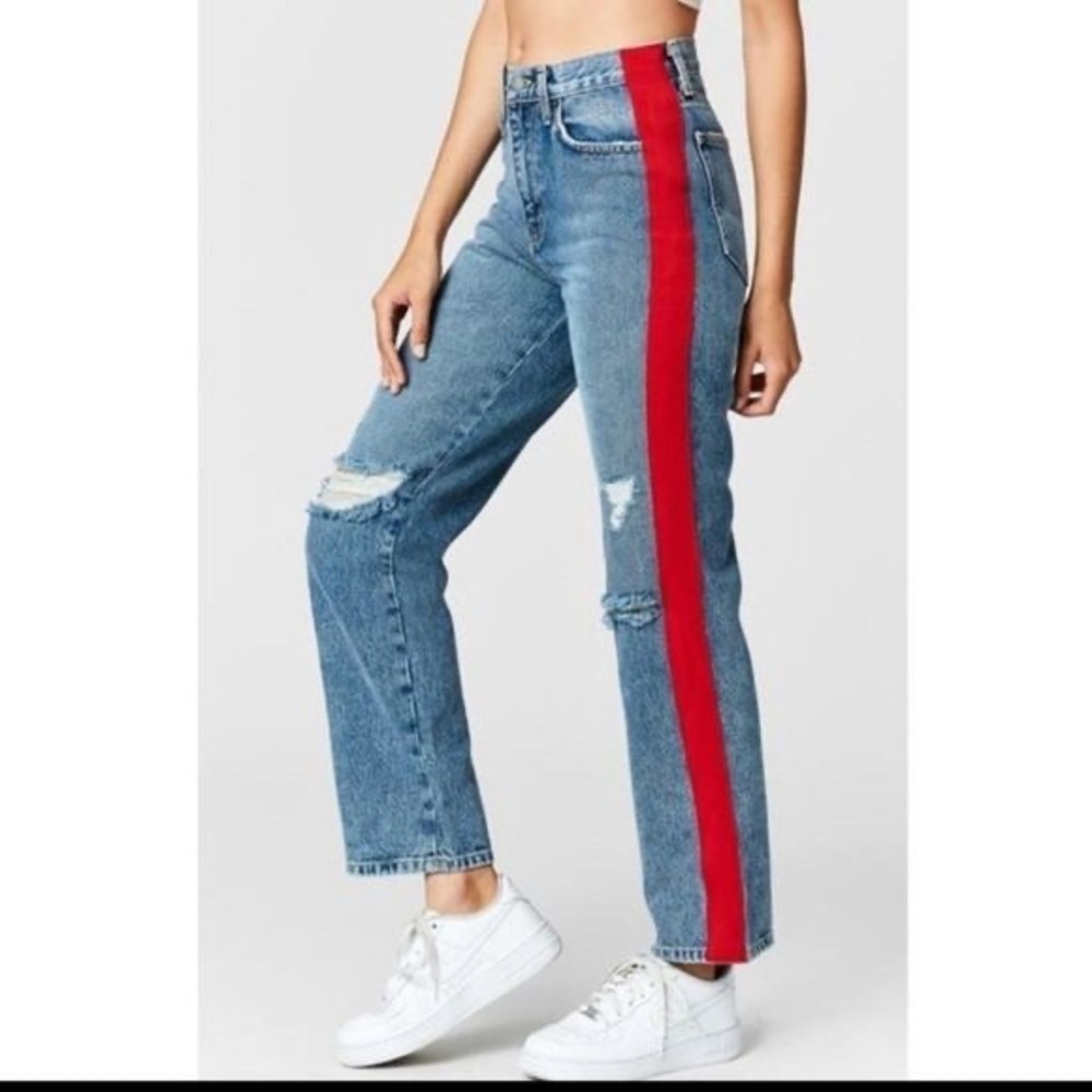 Carmar Denim Ursula High Rise Straight Leg Distressed